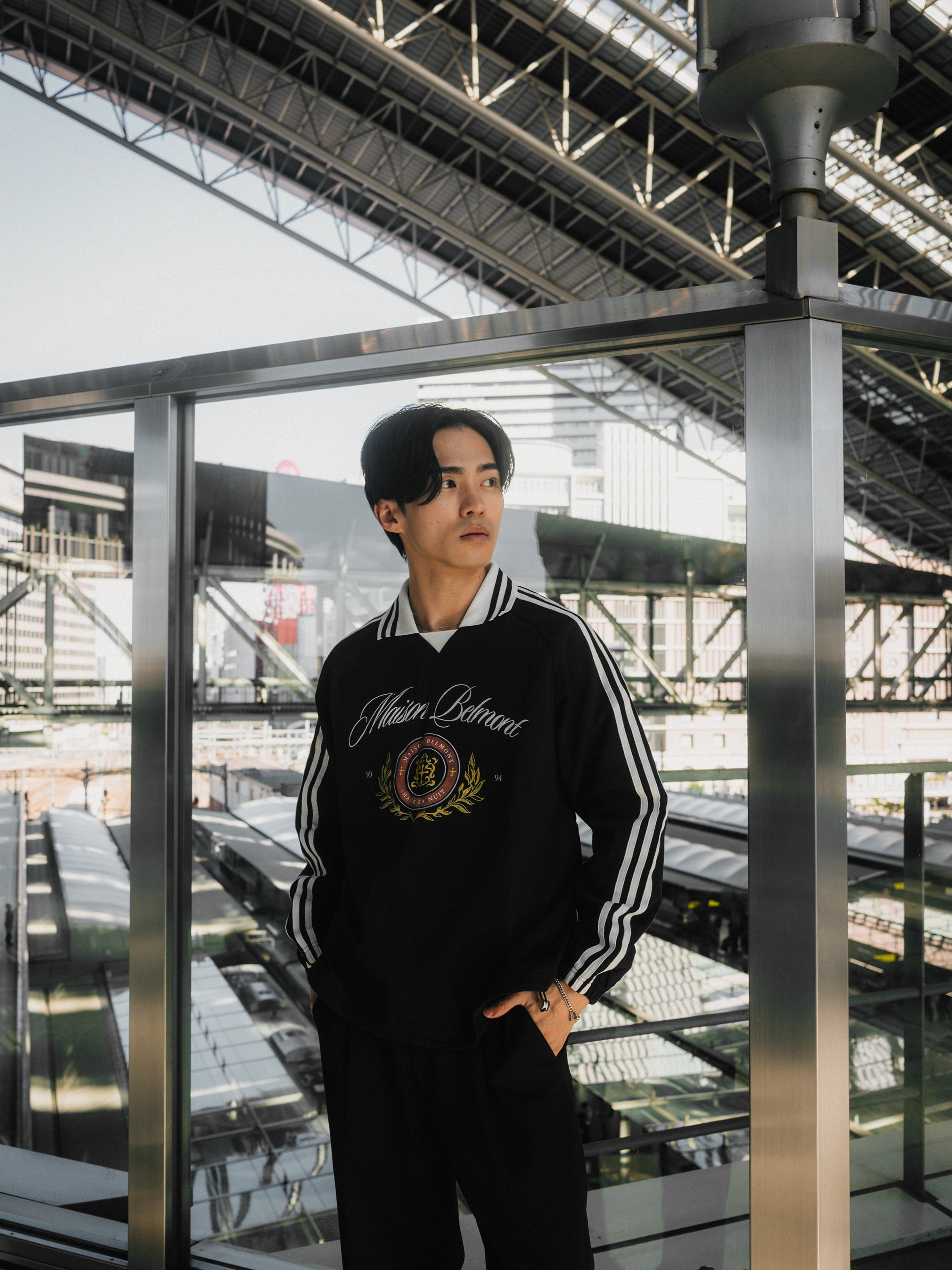 Belmont Lapel Sweater Polo - Black